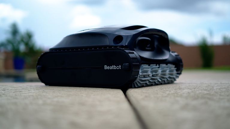 Beatbot AquaSense 2 Close Up Robot Sitting Pool Deck