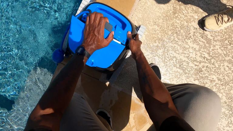Dolphin Nautilus CC POV Hands Opening Top Lid Poolside