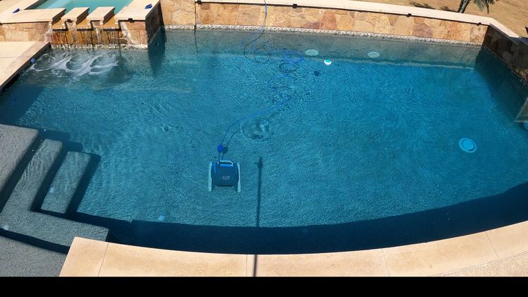Dolphin Escape Aerial View Robot Center Blue Pool