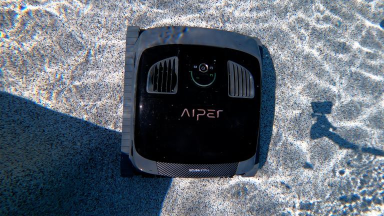 Aiper Scuba X1 Pro Pool Floor Cleaning Top Down Close Up