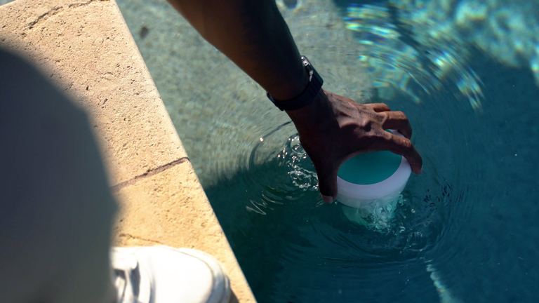 Ondilo ICO Placed Into Pool Water Splash